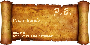 Papp Benő névjegykártya